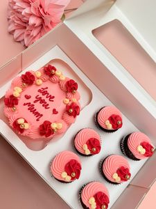 Cake And Cupcake Set: Mother’s Day Bento Cake with Mini Cupcakes