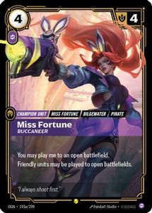 Riftbound Single In Stock: Miss Fortune - Buccaneer (Alternate Art) (193a/298) - Origins Foil