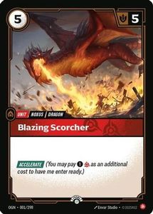 Riftbound Single In Stock: Blazing Scorcher (001/298) - Riftbound Organized Play Promotional Cards Foil