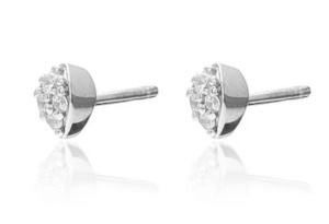 Charms: Petite Petal / Stud Earrings / Clear + Silver