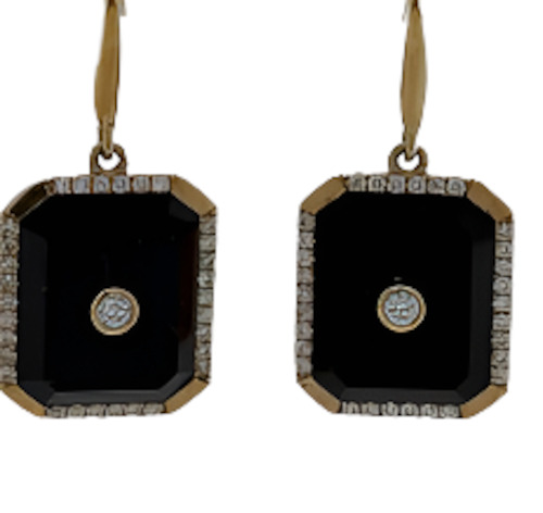 Diamond Earrings 1: Onyx Octagonal & Diamond Earrings