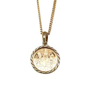 Gold Chains: 9ct YG QEII Quarter Sovereign Pendant