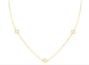 Gold Chains: 9ct YG Mother of Pearl Petal Necklace