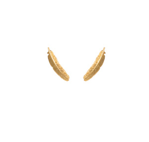 Boh Runga 1: Miromiro Feather Studs 9CT Yellow Gold