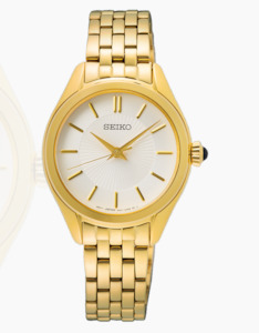 Watches: Ladies Watch - Gold Bracelet - White Dial