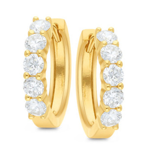 Laboratory Grown Diamonds: 9ct Yellow Gold Lab Diamond Huggies