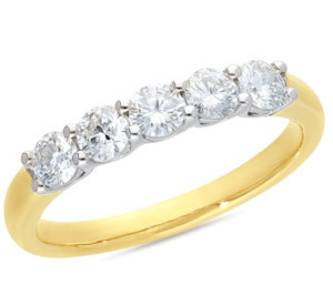 Laboratory Grown Diamonds: 9ct Yellow Gold 5 Stone Lab Diamond Eternity Band