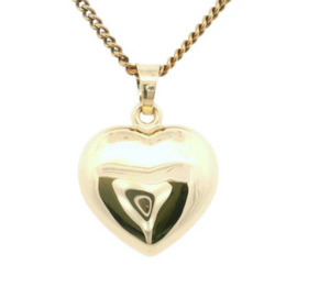 Gold Pendants: Polished Puffed Heart Pendant - 9YG