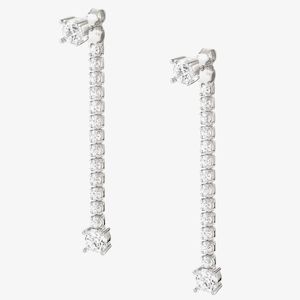 White CZ Drop Earrings -SS