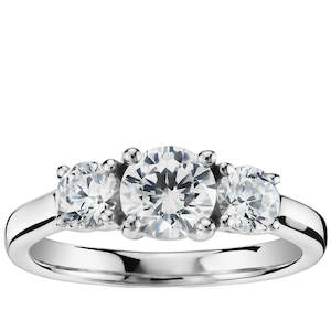 18ct White Gold Three Stone Lab Diamond Ring