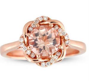 Morganite & Diamond Flower ring