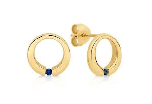 Gold Earrings: Sapphire Earrings - 9ct YG