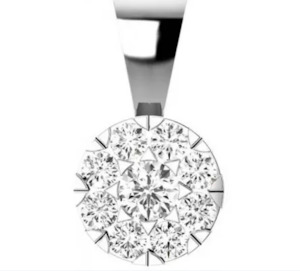 Diamond Pendants: Diamond cluster pendant  -9K WG