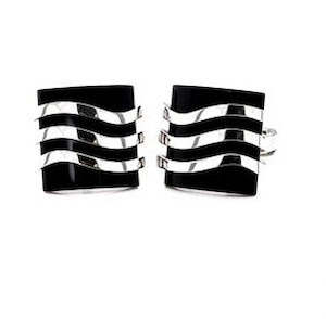 Cudworth: silver and black agate cufflinks