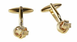 Cudworth: Gold plated knot cuff links