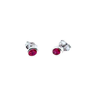 Silver Chains: Silver Lab Ruby Studs
