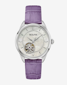 Classic Sutton - White Dial  - Purple Leather Strap -  Ladies Watch