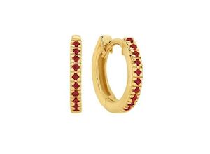 Coloured Stone Earrings: Mini Ruby Huggies - 9ct YG