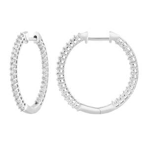 Diamond Earrings 1: White Gold Hoops with Diamonds