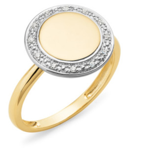 Engravable 9ct YG and Diamond Ring