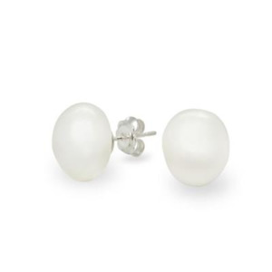 Pearls: White Baroque FWP Studs - 12mm - SS
