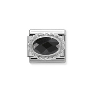Nomination: Faceted Black Oval Charm