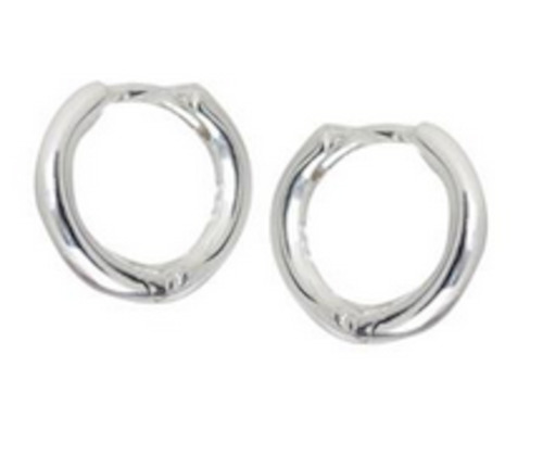 Round Profile Huggie Earrings - Silver 12mm