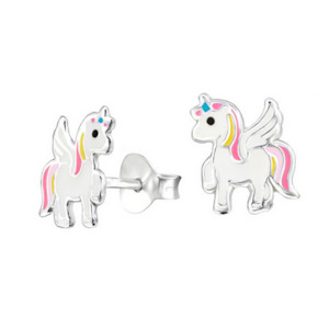 Silver Chains: Unicorn Stud Earrings