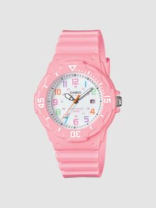 Pink Kids Casio 100m WR Analogue Watch- Time Teacher