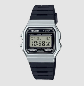 Casio Basic Men's Digital Retro Silver watch with black strap