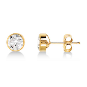 9ct YG Round Bezel Stud - Cubic Zirconia - 5mm