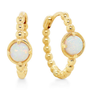 Beaded Huggie Earring Created Opal