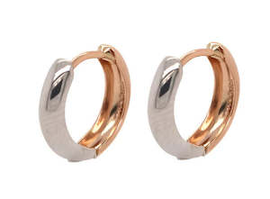 Gold Earrings: 9ct Half Rose Gold & Half White Gold Huggie Earrings