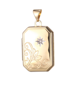 9ct Yellow Gold Rectangle Diamond Set Locket TDW .005 CT H/I2