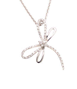 Diamond Pendants: White Gold Dragonfly Necklace