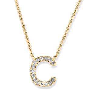 Diamond Pendants: 9ct Yellow Gold Letter C with Diamonds