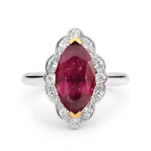 18ct White Gold Marquise Pink Tourmaline and Diamond Ring