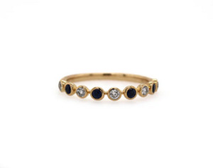 Coloured Stone Collection1: 9ct Yellow Gold Sapphire and Diamond Ring