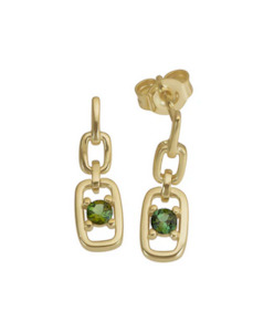 Coloured Stone Collection1: Green Tourmaline Drop Earrings in Yellow Gold