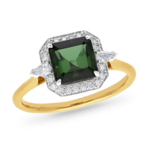 Toumaline and Diamond ring -9YG