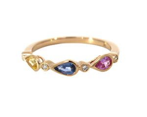 Multi Coloured Sapphire pear chain ring
