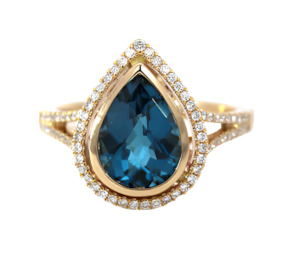 Coloured Stone Rings: London Blue Pear Topaz Ring
