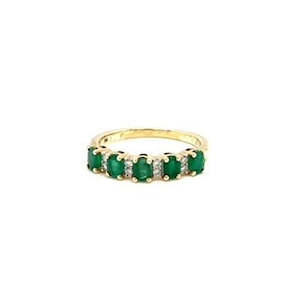 Oval emerald band with diamonds