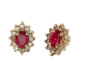 Ruby and Diamond Studs