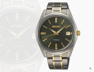 Mens Two Tone Titanium Dress Watch - Green Dial