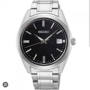 Stainless Steel Mens Dress Watch - Black Dial