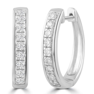 Huggie Earrings with 0.53ct Diamonds in 9K White Gold