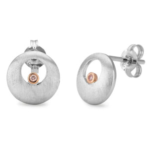 Diamond Earrings 1: 9ct White Gold and Rose Gold Pink Diamond Studs