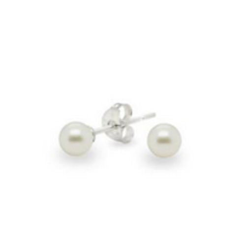 Round White Freshwater Pearl Studs - SS 5–5.5mm