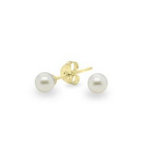 Round White Freshwater Pearl Stud Earrings